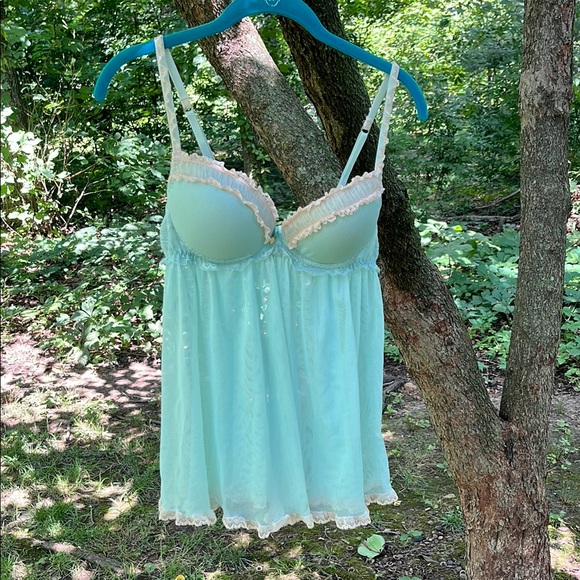 Cinema Etoile Other - Elegant Lace Trim Babydoll Lingerie in Light Blue